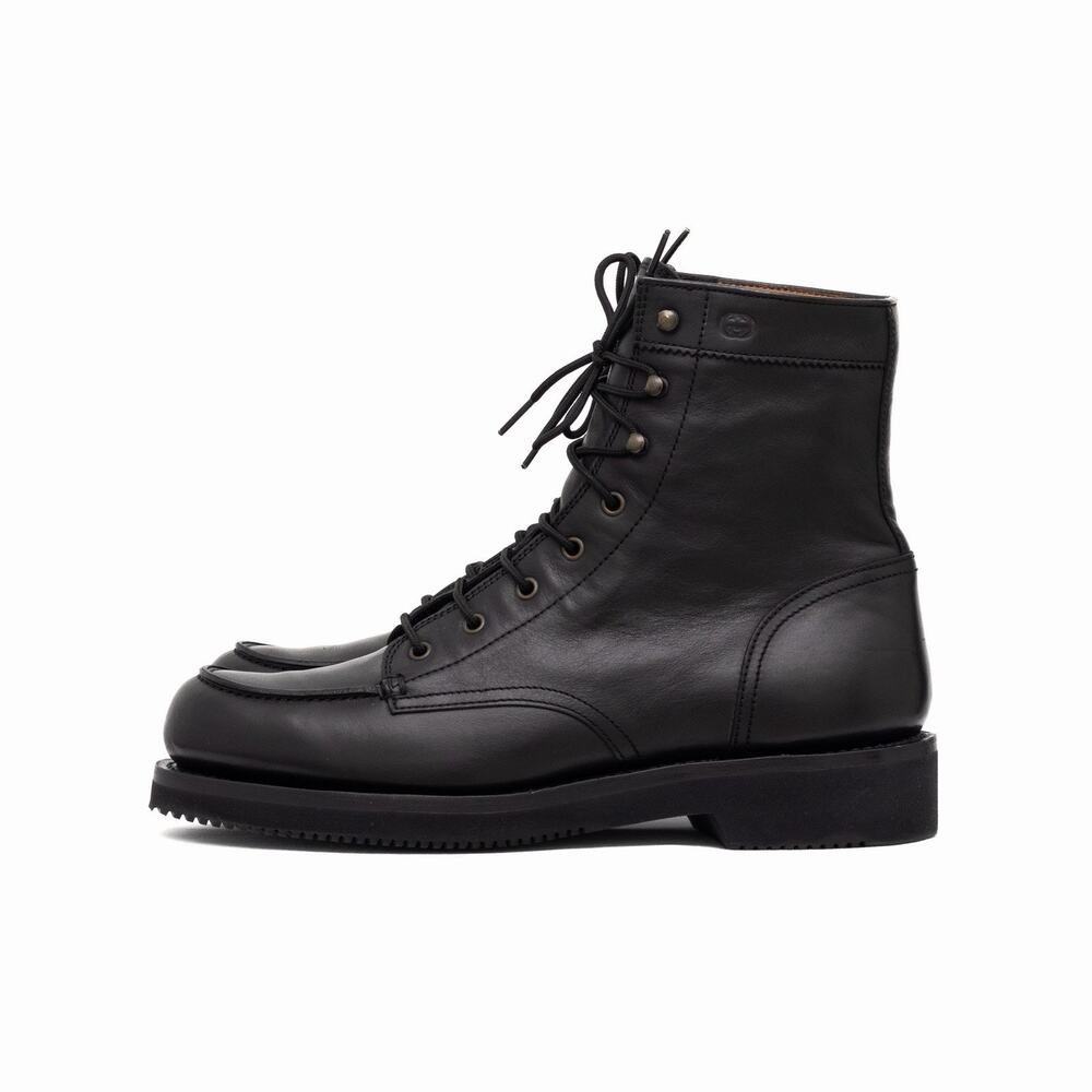 GUCCI Tom Ford Era Men's Leather Moc Toe Combat Boot Black EU43.5/US10.5 - Picture 7 of 16